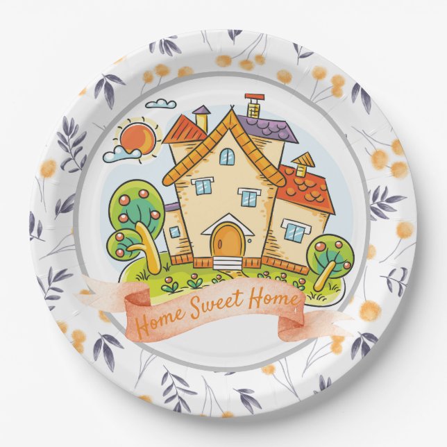 Zuhause Sweet Zuhause Pappteller (Vorderseite)