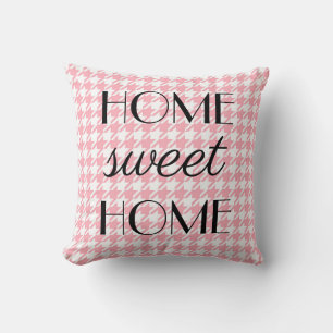 Zuhause Sweet Zuhause Pastel Pink Pepita Muster Kissen