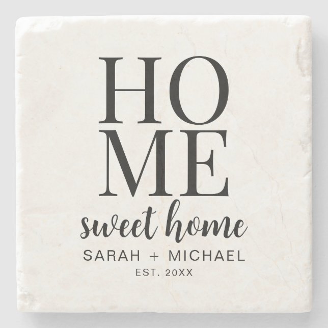 Zuhause Sweet Zuhause Personalisiert Family Steinuntersetzer (Vorderseite)