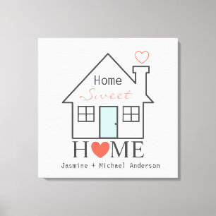Zuhause Sweet Zuhause personalisiert Leinwanddruck