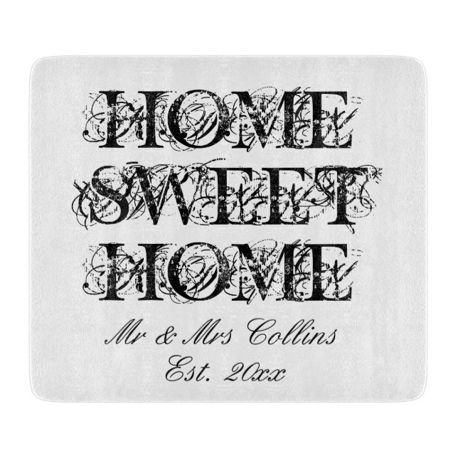 Zuhause Sweet Zuhause personalisierte Glasschneidp Schneidebrett (Vorderseite)