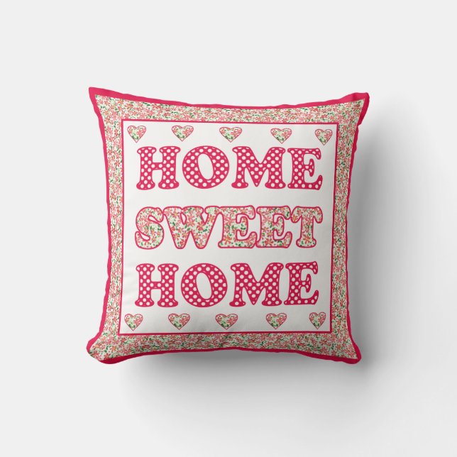 Zuhause Sweet Zuhause Pillow, Red and White Mix'n' Kissen (Vorderseite)