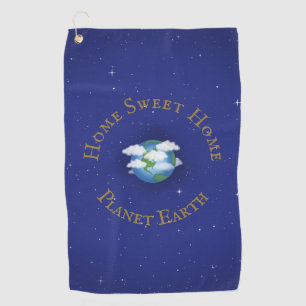 "Zuhause Sweet Zuhause Planet Earth" Whimsical Ast Golfhandtuch