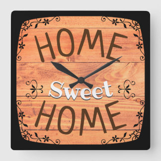 Zuhause Sweet Zuhause Quadratische Wanduhr
