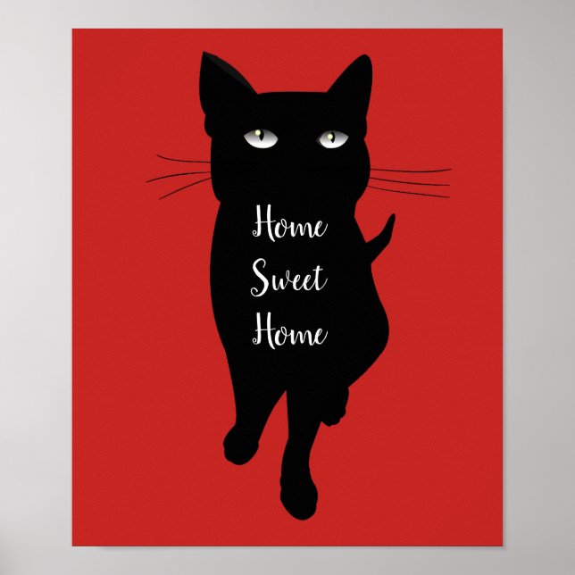 Zuhause Sweet Zuhause quote Black cat feline kitty Poster (Vorne)