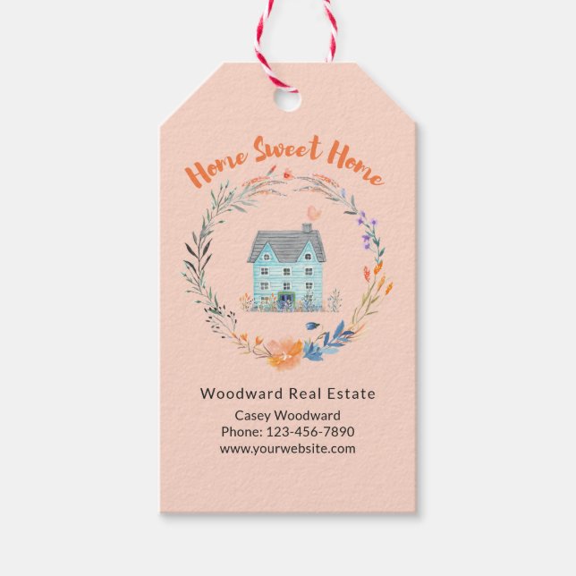 Zuhause Sweet Zuhause Real Anwesen Housewarming Cu Geschenkanhänger (Vorderseite)