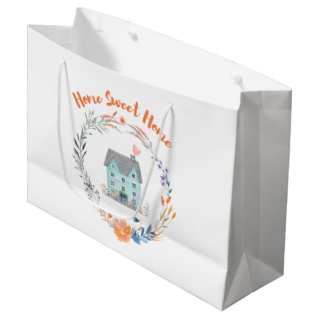 Zuhause Sweet Zuhause Realtor Werbebudget Custom Große Geschenktüte (Vorderseite Schrägansicht)