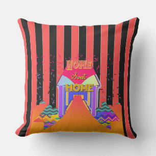 Zuhause Sweet Zuhause Red Black Stripes Kissen