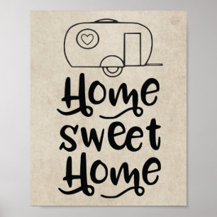 Zuhause Sweet Zuhause Retro RV Camping Camper Deck Poster