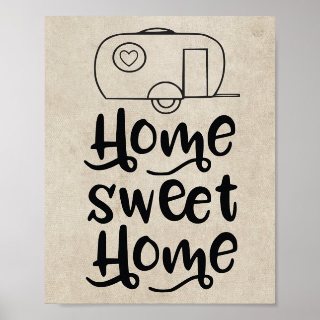 Zuhause Sweet Zuhause Retro RV Camping Camper Deck Poster (Vorne)