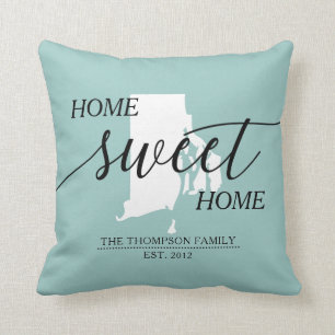 Zuhause Sweet Zuhause RI Staat Familienname Throw  Kissen