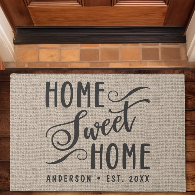 Zuhause Sweet Zuhause Rustic Burlap Country Family Fußmatte (Von Creator hochgeladen)
