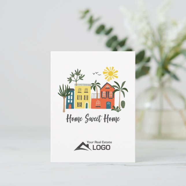 Zuhause Sweet Zuhause Scandinavian Custom Real Anw Postkarte (Stehend Vorderseite)