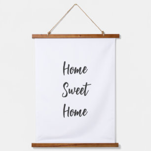 Zuhause Sweet Zuhause, schlicht weiße Wand minimal Wandteppich Mit Holzrahmen