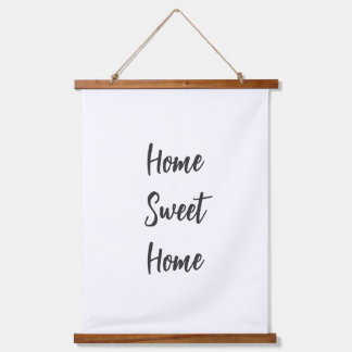 Zuhause Sweet Zuhause, schlicht weiße Wand minimal Wandteppich Mit Holzrahmen