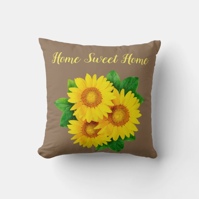 Zuhause Sweet Zuhause Sonnenblumen Kissen (Vorderseite)