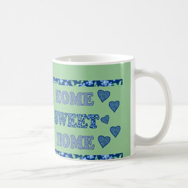 Zuhause Sweet Zuhause Tasse: Blue Periwinkles und  Kaffeetasse (Rechts)