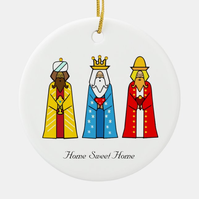 Zuhause Sweet Zuhause & Three Wise Men Keramik Ornament (Vorne)