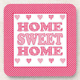 Zuhause Sweet Zuhause Untersetzer, Red and White M Getränkeuntersetzer