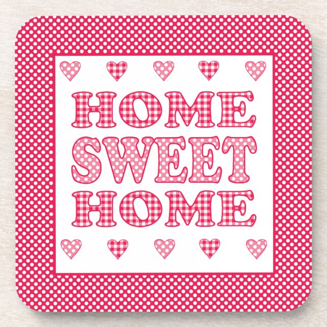Zuhause Sweet Zuhause Untersetzer, Red and White M Getränkeuntersetzer (Vorderseite)