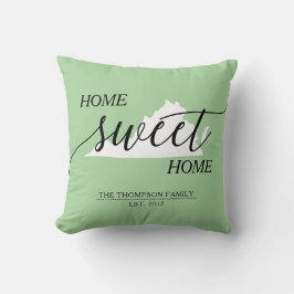 Zuhause Sweet Zuhause VA Staat Familienname Throw Kissen