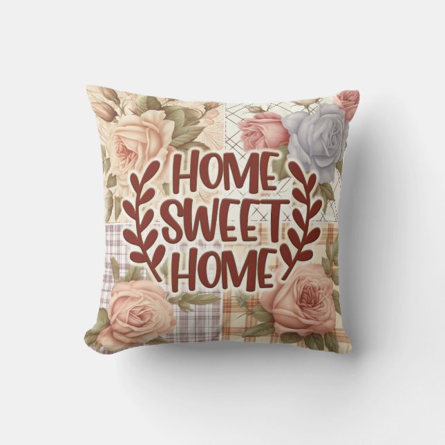 Zuhause Sweet Zuhause Vintag Floral Kissen (Vorderseite)