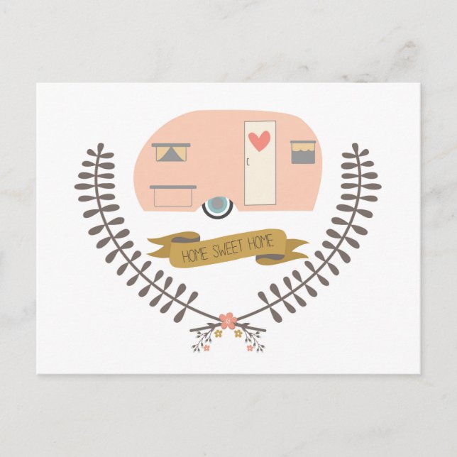 Zuhause Sweet Zuhause Vintag Trailer Postkarte (Vorderseite)