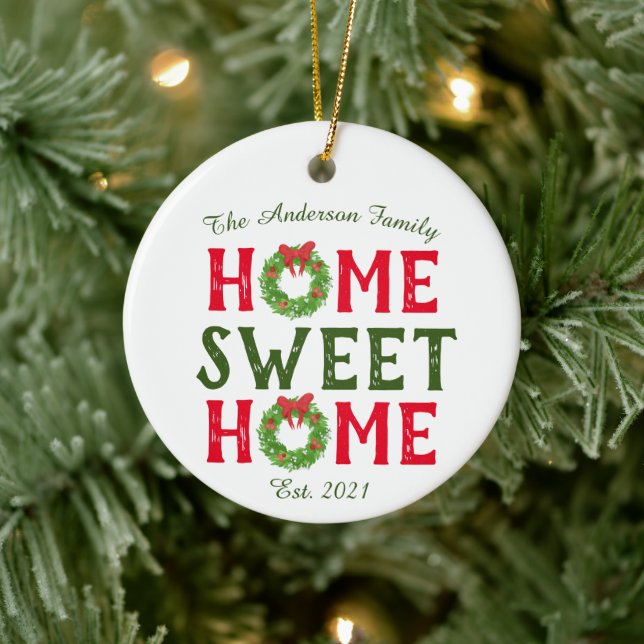 Zuhause Sweet Zuhause Weihnachtsfeiertag Keramik Ornament (Baum)