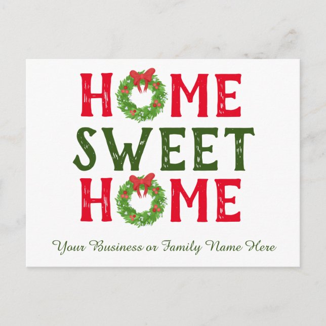 Zuhause Sweet Zuhause Weihnachtsfeiertag Postkarte (Vorderseite)