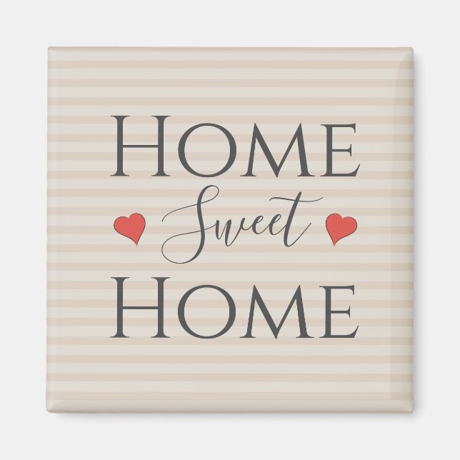 Zuhause Sweet Zuhause Zitat Niedlich Hearts Typogr Magnet (Vorne)