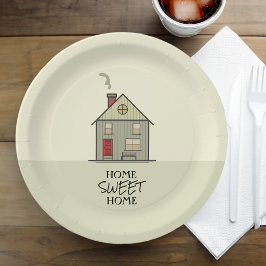 Zuhause Sweet Zuhause Zitat Niedliches Haus Pappteller