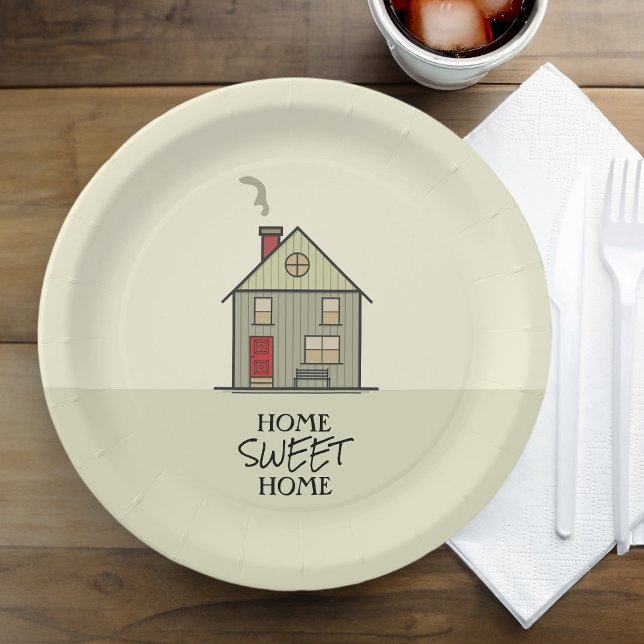 Zuhause Sweet Zuhause Zitat Niedliches Haus Pappteller (Home Sweet Home Quote Cute Housewarming House Paper Plates)