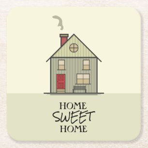 Zuhause Sweet Zuhause Zitat Niedliches Haus Rechteckiger Pappuntersetzer