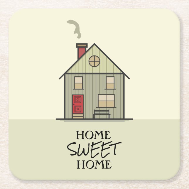 Zuhause Sweet Zuhause Zitat Niedliches Haus Rechteckiger Pappuntersetzer (Vorderseite)