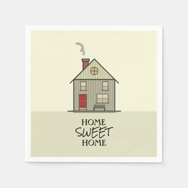 Zuhause Sweet Zuhause Zitat Niedliches Haus Serviette (Vorderseite)