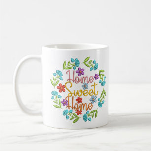 Zuhause Sweet Zuhause Zitat Schöne Blume Kaffeetasse