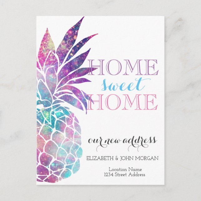 Zuhause Swwt Zuhause, Ananas, neue Adresse Ankündigungspostkarte (Vorderseite)