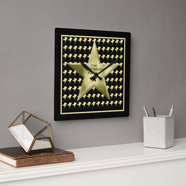 Zuhause Theater Personalisierter Name Film Star Quadratische Wanduhr (Büro)