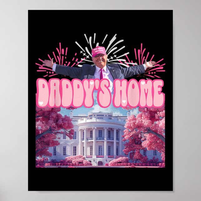 Zuhause Trump 2024 Shirt Glückwunsch 4. Juli Feuer Poster (Vorne)