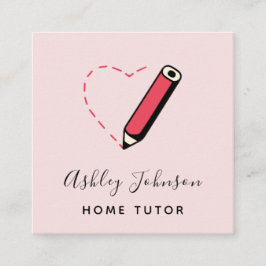Zuhause Tutor Lehrer Erzieher Niedlich Stift Baby  Quadratische Visitenkarte