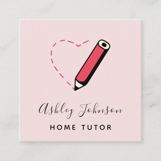 Zuhause Tutor Lehrer Erzieher Niedlich Stift Baby  Quadratische Visitenkarte (Vorderseite)