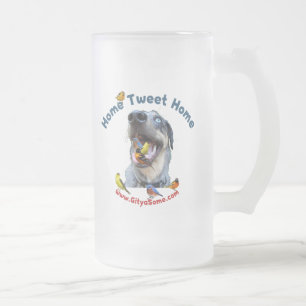 Zuhause tweeten Zuhause-Vogel-Hund Mattglas Bierglas