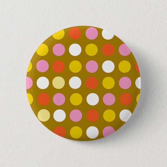 Zuhause und Business, farbenfrohe Polka-Punkte. Button (Vorderseite)