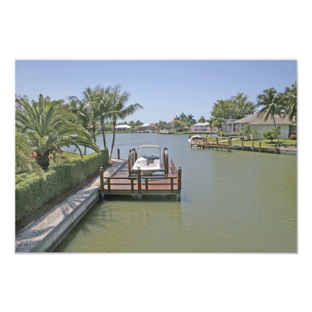 Zuhause und Docks auf dem Kanal Marco Island Flori Fotodruck (Vorne)