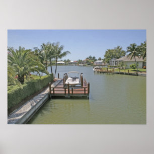 Zuhause und Docks auf dem Kanal Marco Island Flori Poster