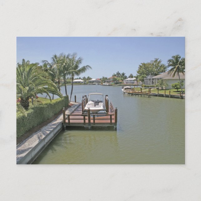 Zuhause und Docks auf dem Kanal Marco Island Flori Postkarte (Vorderseite)