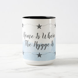 Zuhause und Hyge in Aquarellblau Zweifarbige Tasse