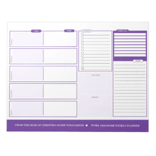 Zuhause und wöchentlicher Lila Design-Planer Notizblock