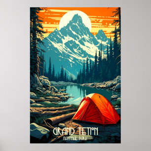 Zuhause unter den Giganten   Grand Teton Camping Poster