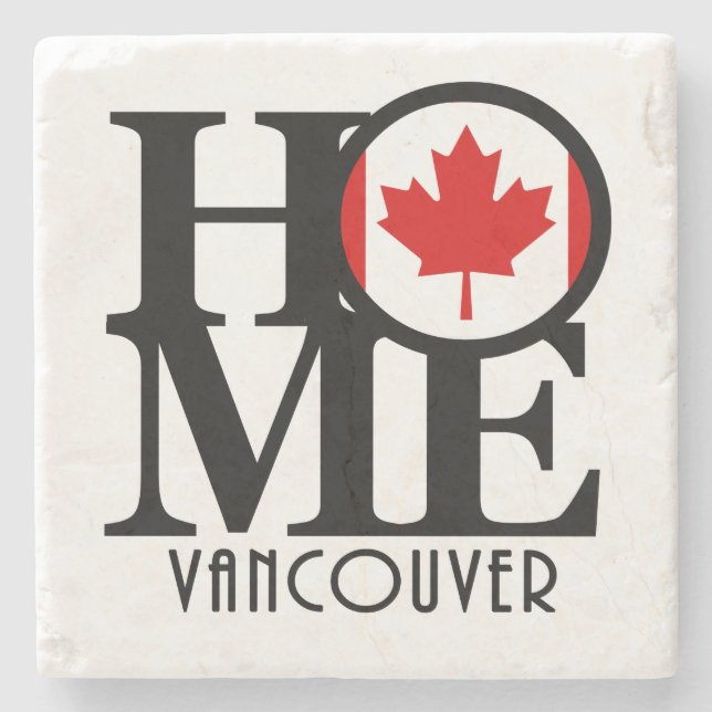 ZUHAUSE Vancouver (kanadische Flagge) Steinuntersetzer (Vorderseite)